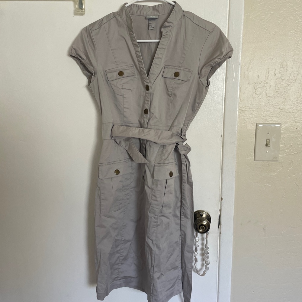 H&M Gray Tie Front Dress